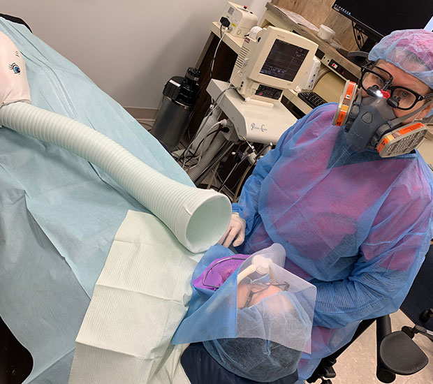 Patient protected during SMART mercury amalgam filling removal