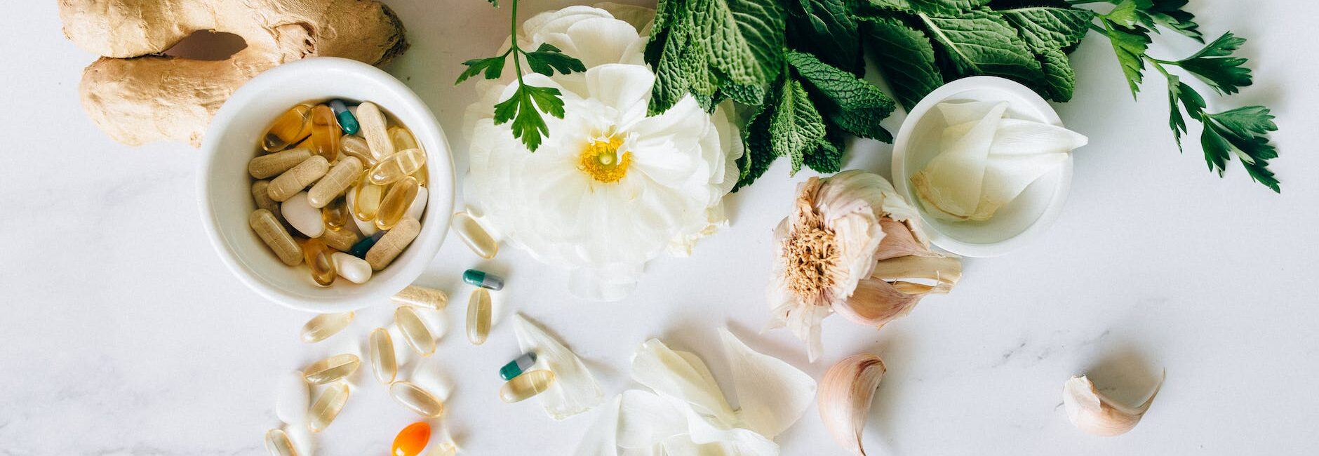 flat lay photo of alternative medicines